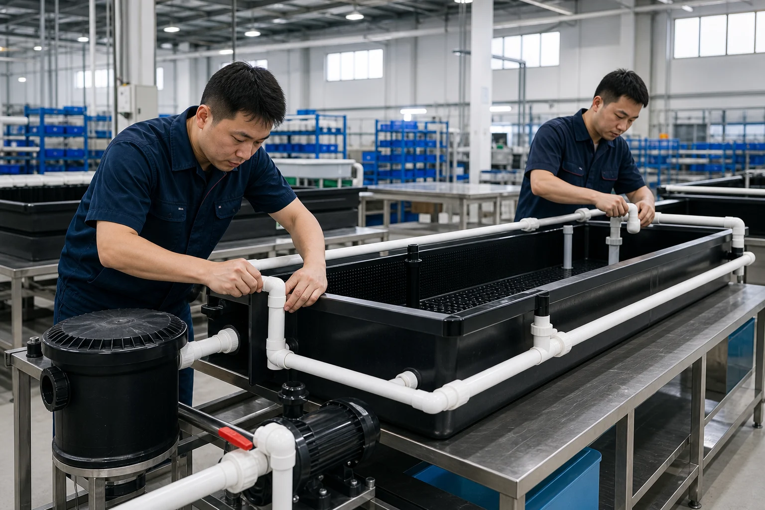 Aquaponics system assembly and inspection