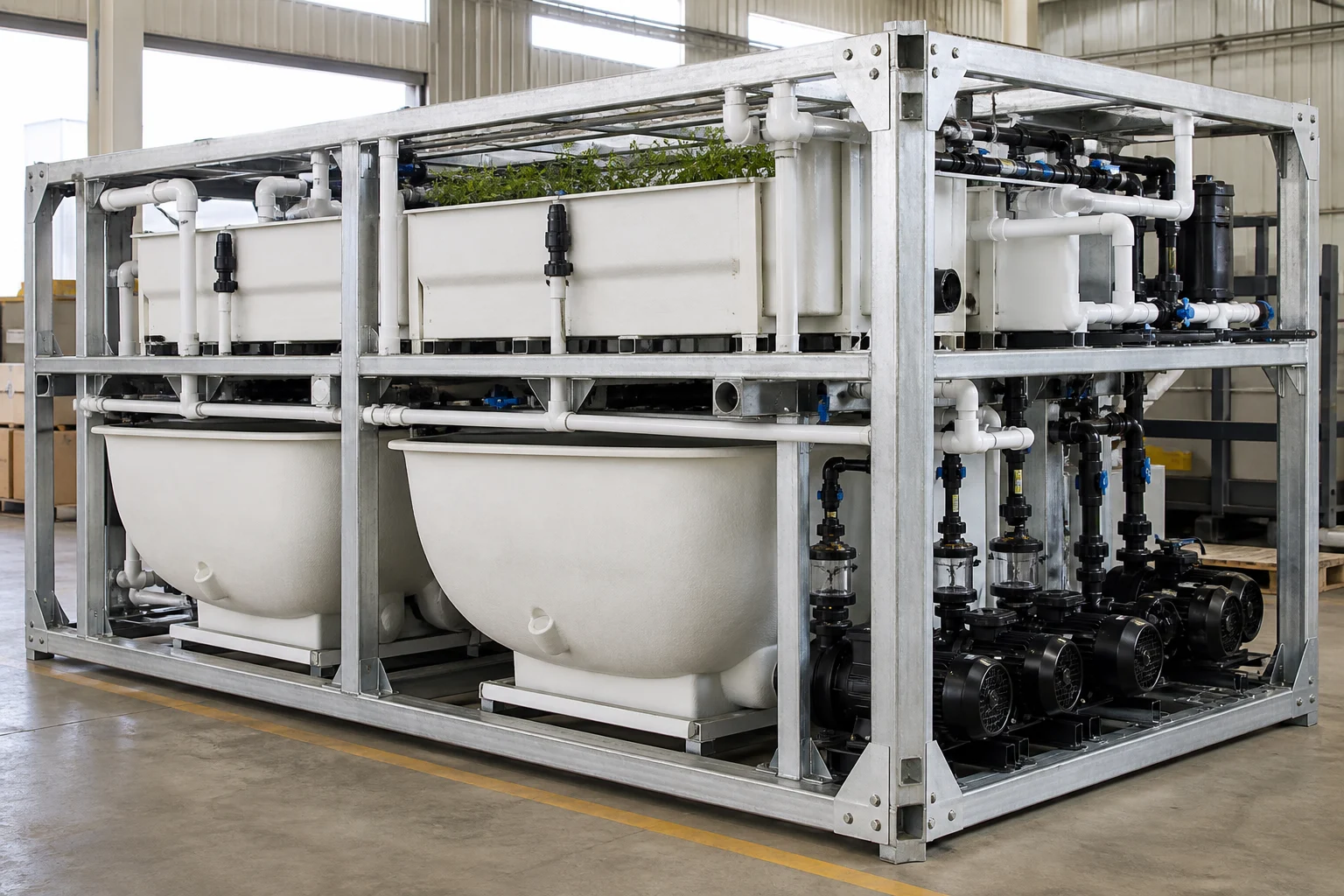Aquaponics system assembly and inspection